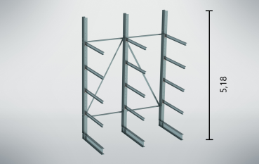 Kragarmregal neu 1-seitig Höhe: 5,18m, 4 Kragarme, 500 kg, 1,20m Länge 3,10m - 10,60m VERSAND DEUTSCHLANDWEIT KOSTENLOS !